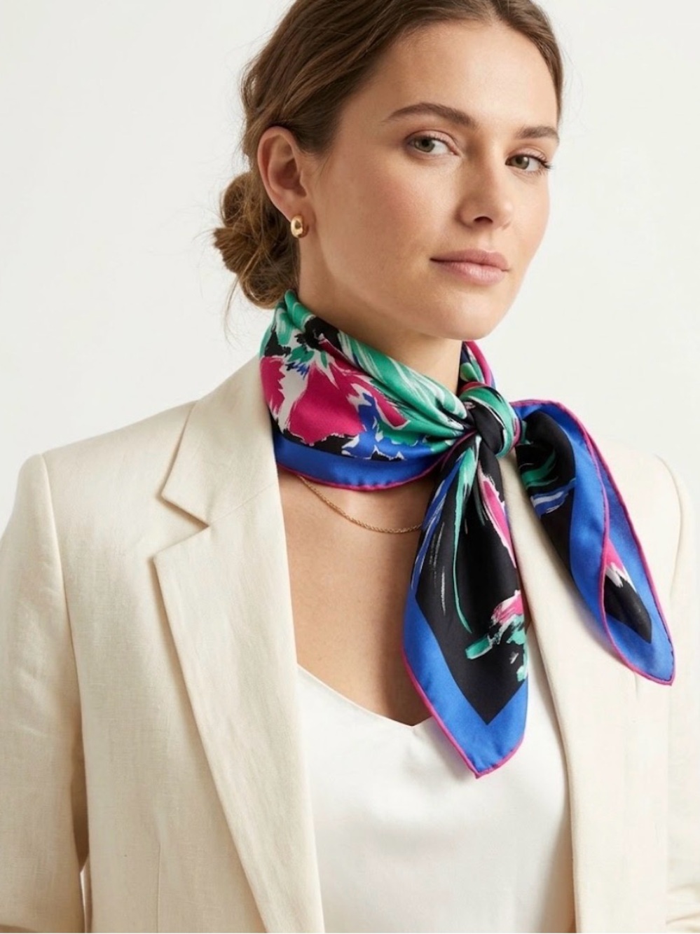 Pierre Cardin Vintage Silk-Feel Abstract Floral Scarf | MCM Mod Italy